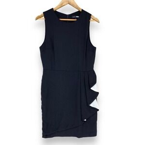Slate & Willow Dress Womens 8 Black Ruffle Sheath Sleeveless Cocktail Mini